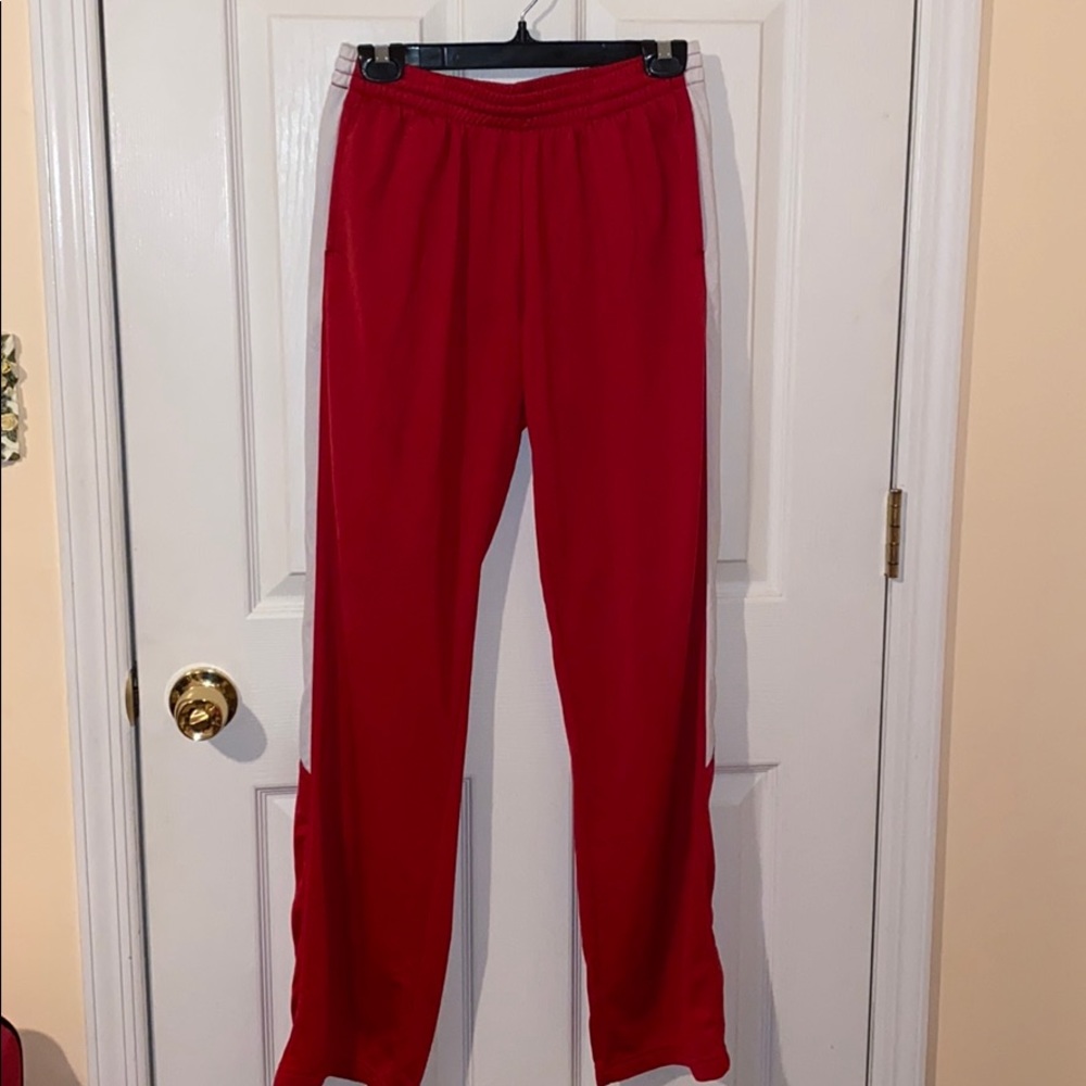 Medium red & white track pants
